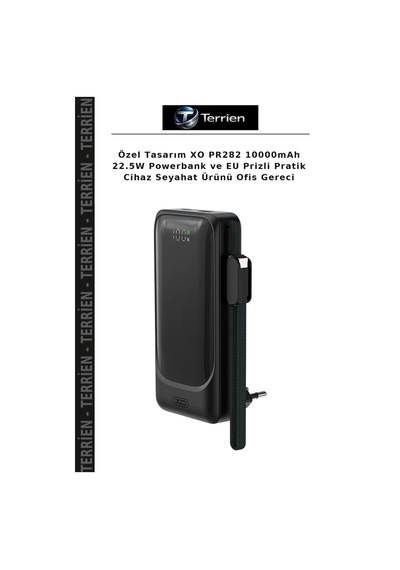 Özel Tasarım Xo Pr282 10000mah 22.5w Powerbank Ve Eu Prizli Pratik Cihaz Seyahat Ürünü Ofis Gereci Çok Renkli