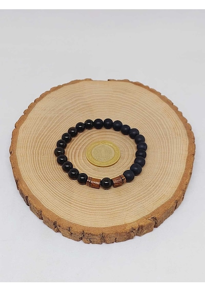 Golden Obsidyen & Oniks Taşı 8mm Unisex Tasarım Bileklik Hawaii M Çok Renkli