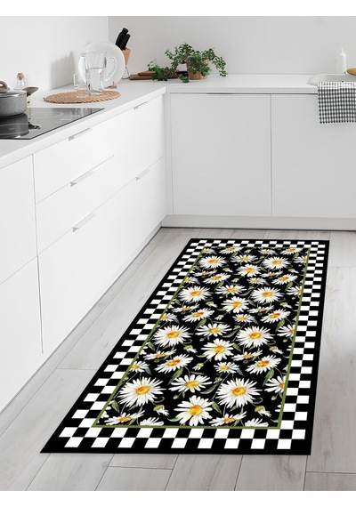 Makinede Yıkanabilir Kaymaz Taban Leke Tutmaz Dijital Baskı Mutfak Halısı 6346m 001