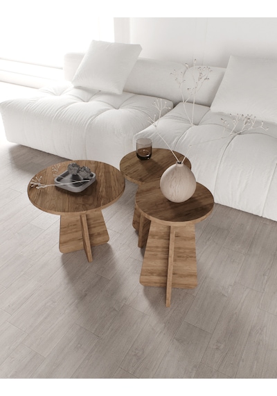 Mush 3lü Zigon Sehpa Ceviz - Tamamı Mdf