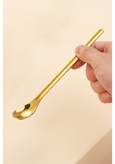 304 Çelik 15,5 Cm Gold Kahve Latte Meyvesuyu Kokteyl Barmen Kaşığı Cin942sr