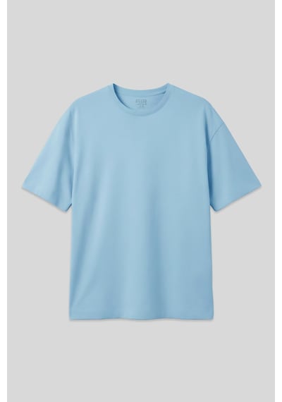 Air Jones Tommy Life Açık Mavi Pamuklu Kalın Yumuşak Dokulu Oversize Fit Basic Erkek T-shirt - 88377 Açik Mavi