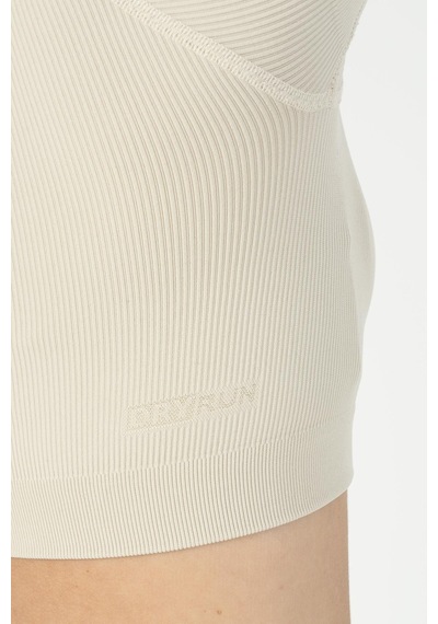 Maraton Slimfit Kadın Bisiklet Yaka Bej- Crop Top Bej-