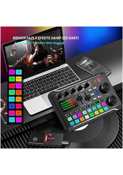 Alfalink Stüdyo Ses Mikseri Şarjlı F998 Bluetooth Dj Canlı Yayın Kondenser Mikrofon Bağlantısı