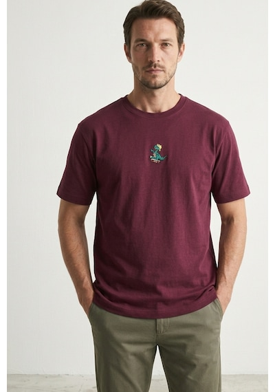 Elemge %100 Pamuk Compact Penye Süprem Bordo Timsah Nakışlı Trend Fit Erkek Tok Kumaş T-shirt Rahat Kesim Elemge %100 Pamuk Compact Penye Süprem Bordo Timsah Nakışlı Trend Fit Erkek Tok Kumaş T-shirt Rahat Kesim