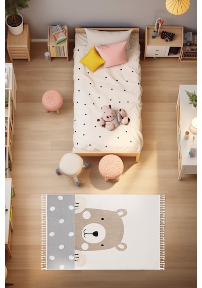 Sparkle Krem Kahverengi Sevimli Ayıcık Figürlü Hayvan Figürlü Çoc Krem