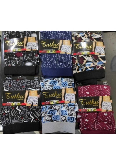 Tutku Erkek Renkli Desenlı Likralı Spor Boxer 6'Lı Paket 001