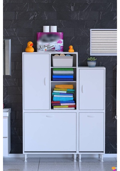 Ohbe 85 + 40cm Genişlik 160cm Boy 32,5cm Derinlik Kirli Sepetli 2 Kapak Çok Amaçlı Banyo Dolabı Beyaz Ohbe 85 + 40cm Genişlik 160cm Boy 32,5cm Derinlik Kirli Sepetli 2 Kapak Çok Amaçlı Banyo Dolabı Beyaz