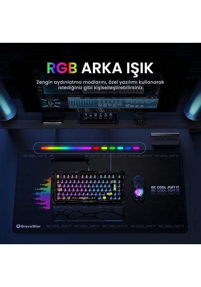 Mercury K1 Lite Kablosuz,türkçe Q, Mekanik Gaming Klavye, Rgb Işıklı, Transparent Black