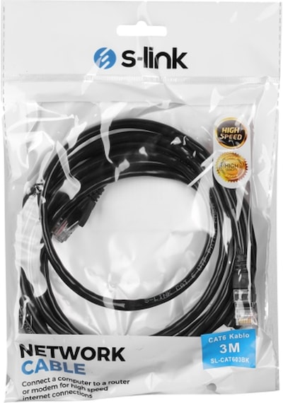 S-LINK SL-CAT603BK 3M SIYAH CAT6 KABLO