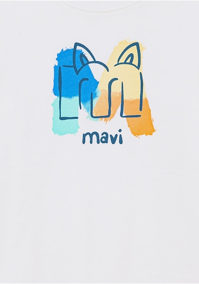 Mavi - M Mavi Logo Kedi Baskılı Ekru Tişört 7610339-70057 Ekru