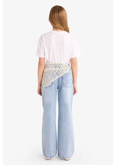 Defacto Kız Çocuk Straight Fit Geniş Paça Jean Pantolon G3634a825aunm28 Mavi-nm28