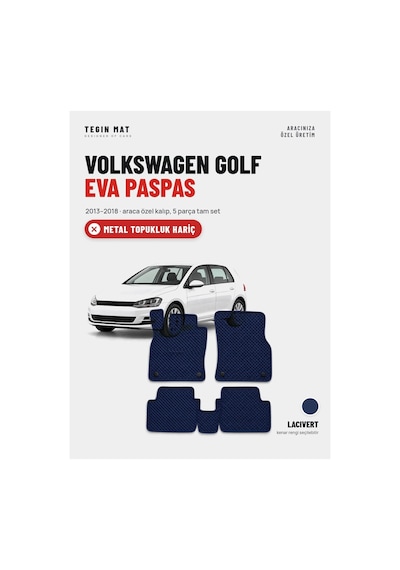 Volkswagen Golf Eva Oto Paspas Tam Set 2013 2018 Lacivert Metal Topukluk Hariç