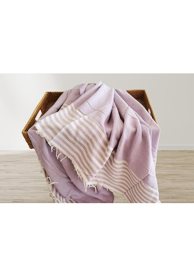 Aksu Summer Line Çok Amaçlı Örtü Pike Koltuk Örtüsü 170x220 Lila Lila