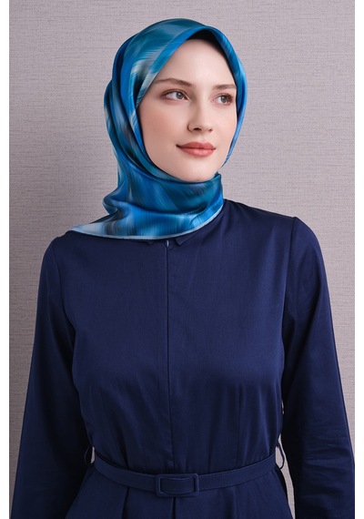 Armine Sura İpek Eşarp 2026-2027 - Sonbahar Kış-asm9605 Mavi