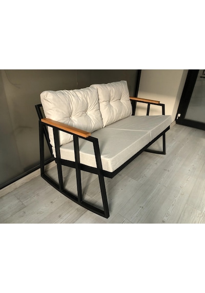 2'li Sallanan Sandalye Tv Koltuğu Kafe-balkon-mutfak-berjer-ofis Sallanır Çiftli Koltuk Krem