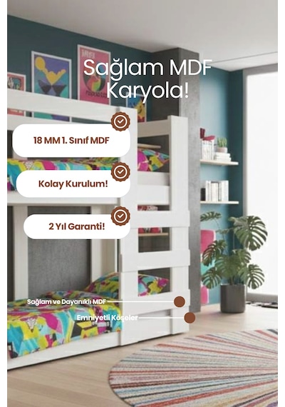 Agonya Modern Mdf İki Katlı Ranza- 1. Sınıf Mdf Kompakt Tasarım Sağlam Merdivenli İki Katlı Karyola Agonya Modern Mdf İki Katlı Ranza- 1. Sınıf Mdf Kompakt Tasarım Sağlam Merdivenli İki Katlı Karyola