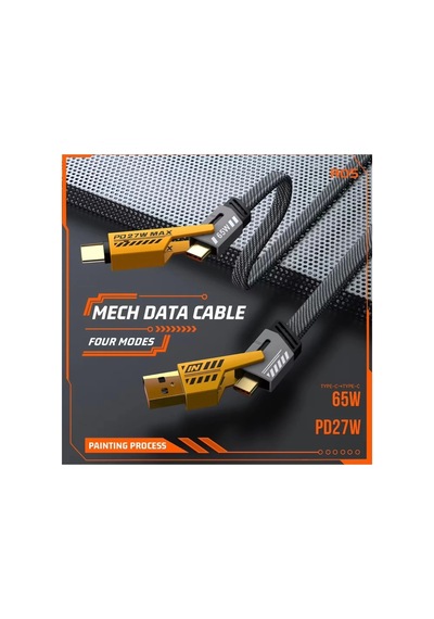 4 Ü 1 Arada 65w Hızlı Şarj Kablosu Usb Ve Type-c Girişli, Örgülü Dayanıklı Belirtilmemis