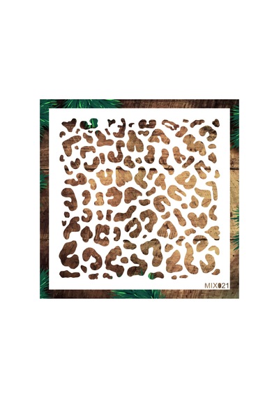Kk Swords Stencil Tasarım Mıx021 Leopar- Dekoratif Duvar, Fayans Ve Eşya Boyama Şablonları 25x25cm Mıx0210000003