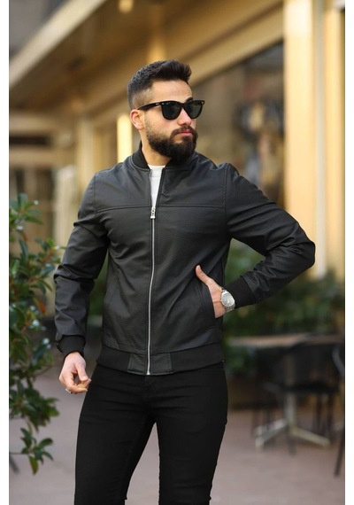 Erkek Bomber Ceket Siyah Carbon