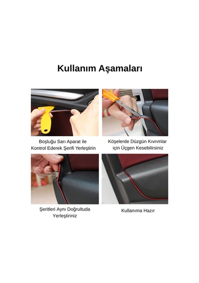 Siolanzi Araç İçi Dekorasyon Trim Şeridi 5 Metre Kırmızı