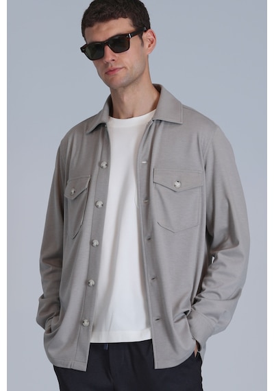 Lufian Cameron Erkek Basic Gömlek Slim Fit Bej Bej 112010655100550 Bej