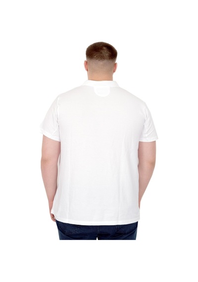 Mode Xl Büyük Beden Erkek T-shirt Polo Flag U25304 Beyaz Beyaz