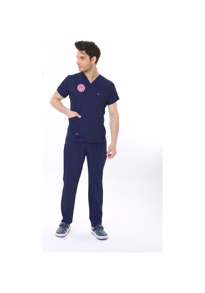 Lacivert Hemşire Forması Likralı Scrubs Takım Patrıot Blue Lacivert