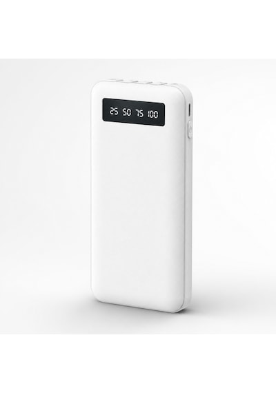 10000 Mah Powerbank 4 Ü 1 Arada Kablolu Taşınabilir Şarj Cihazı Dijital Göstergeli Type-c Micro Usb Lightning Usb-a Uyumlu Beyaz