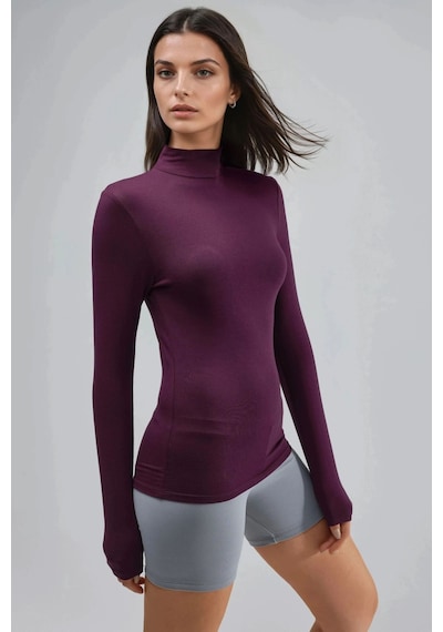 Hiccup Busem Slim Fit Yarım Balıkçı Yaka Bluz Leylak Moru