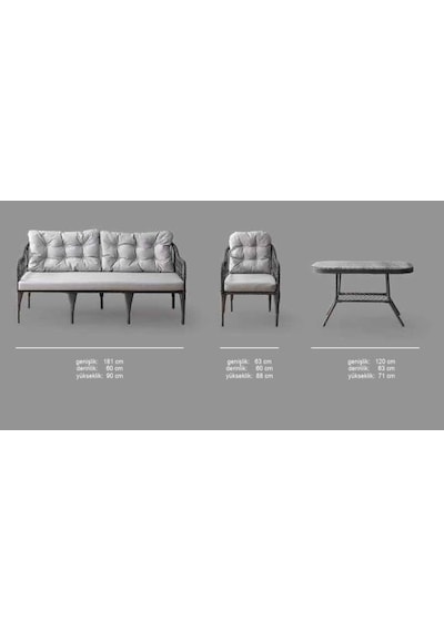 Prada Serisi 3-1-1 Alüminyum Bahçe Balkon Oturma Grubu Tek Kişilik Salıncak Hediyeli Açık-gri Prada Serisi 3-1-1 Alüminyum Bahçe Balkon Oturma Grubu Tek Kişilik Salıncak Hediyeli Açık-gri