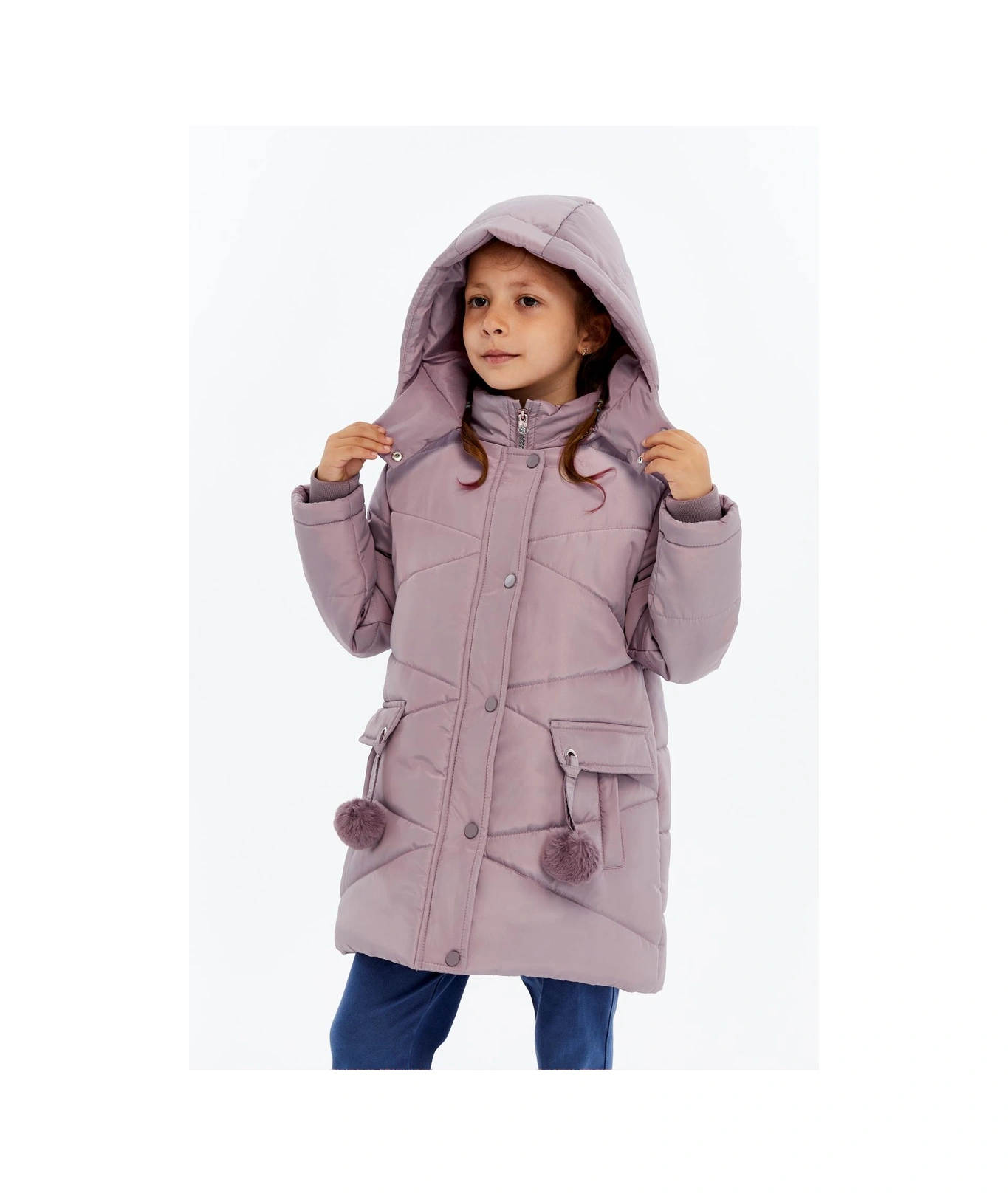 Benitto Kids Kapüşonlu Kışlık Ponpon Detaylı Kız Çocuk Kaban 51354 Mor