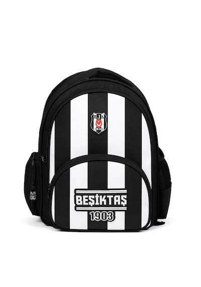 Beşiktaş Lisanslı 3 Bölmeli Çubuklu Desen Okul Çantası - Rubber Logolu Su İtici Kumaşlı Sırt Çantası Siyah - Beyaz Beşiktaş Lisanslı 3 Bölmeli Çubuklu Desen Okul Çantası - Rubber Logolu Su İtici Kumaşlı Sırt Çantası Siyah - Beyaz