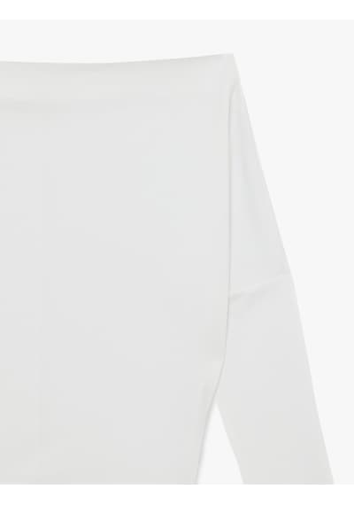 Koton Slim Fit Kayık Yaka Uzun Kollu Tişört Ekru 6sal10721ık