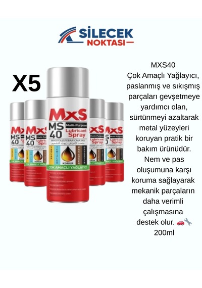 Mxs40 Gıcırtıcı Önler Çok Amaçlı Yağlayıcı 200ml 70060 5 Adet 5 Adet