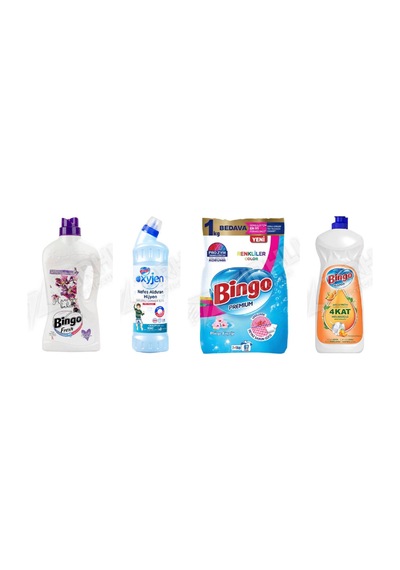 Bingo Yüzey Tem. Fresh 2.5 Lt + Oksi Jen 750 Ml +renkliler Toz 8 Kg + Sıvı Bulaşık Deterjanı 1500 Ml 4'lü Set Diğer