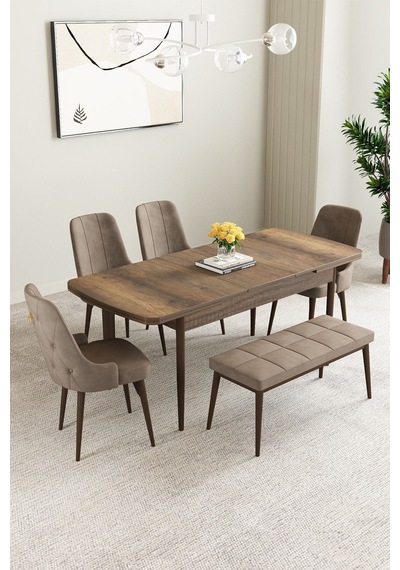 Clara Barok Desen 80x132 Açılabilir Mdf Masa Yemek Odası Takımı,mutfak Takımı 6 Adet Sandalye Cappucino Clara Barok Desen 80x132 Açılabilir Mdf Masa Yemek Odası Takımı,mutfak Takımı 6 Adet Sandalye Cappucino