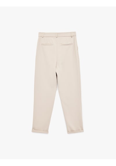 Koton Slim Fit Cepli Pile Detaylı Cepli Chino Havuç Pantolon Bej 6wak40171uw Ekru