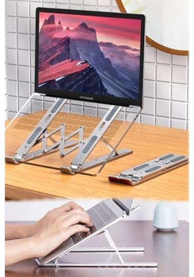 Dizüstü Laptop Yükseltici Alüminyum Stand, Tek Beden, Chrmk12967, Gümüş, Erkek