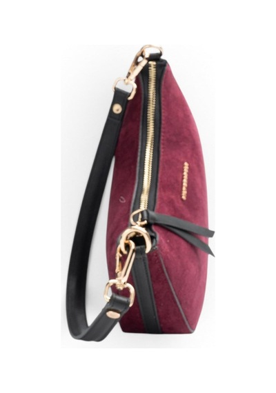 Silver & Polo Silver Polo Bordo - Siyah Süet Kadın Omuz Çantası Sp1259