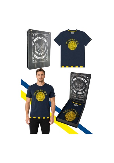Fenerium Erkek Tribün Tek Renk Logolu T-shirt Lazer Kutu Hediyeli Lacivert