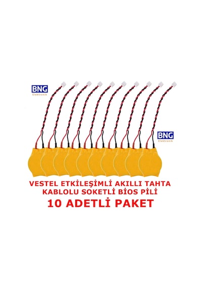 Vestel Uyumlu Faz 2 Akıllı Tahta Cr2032 Kablolu Soketli Bios Pili 10 Ad.
