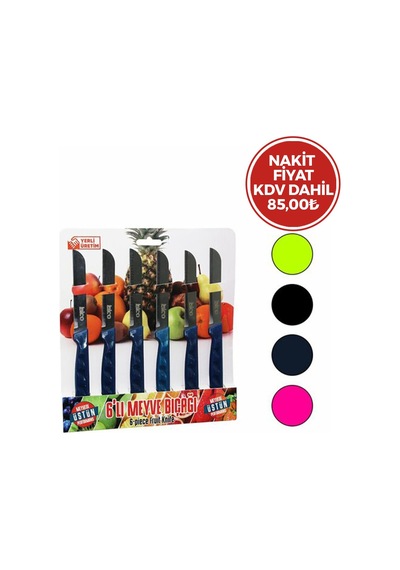 İbico My01 Dişli Meyve Bıçak Takımı 6 Parça - Renkli- 20'li Paket
