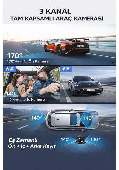 4k Araç Kamerası Gps,wifi Ve Park Kiti Hediye 7/24 Kayıt Mobil Uygulama Destekli Gece Görüş