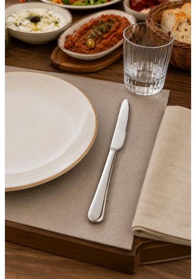 1010 Çelik 5 Adet 23 Cm Parlak Silver Sofra Yemek Bıçağı Cin795by-5 Gri