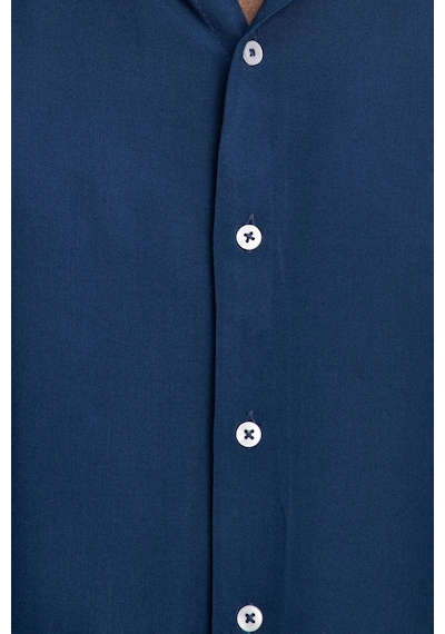 Tudors Slim Fit Dar Kesim Uzun Kol Dökümlü Viskon Şık Erkek Lacivert Gömlek-26913-lacivert Lacivert