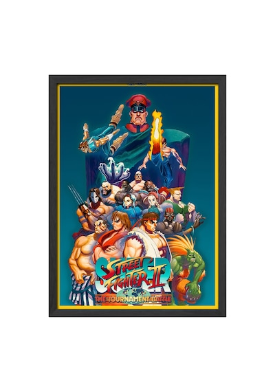 Street Fighter Siyah Ahşap Çerçeveli Poster, Dekoratif Oyun Duvar Tablosu
