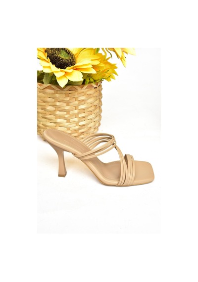 Fox Shoes S590033709 Ten İnce Topuklu Kadın Terlik Ten