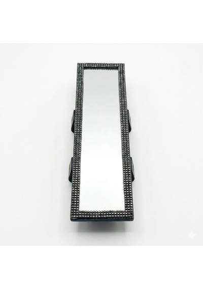 Kristal Taşlı İç Dikiz Aynası Tırnaklı Ayna 29,5x7cm Gümüş