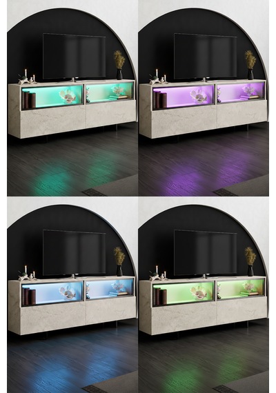 Ekol Siyah Demir Ayaklı Rgb Led Işık Sistemli Traverten Tv Ünitesi Tv Sehpası Traverten - Siyah Ekol Siyah Demir Ayaklı Rgb Led Işık Sistemli Traverten Tv Ünitesi Tv Sehpası Traverten - Siyah